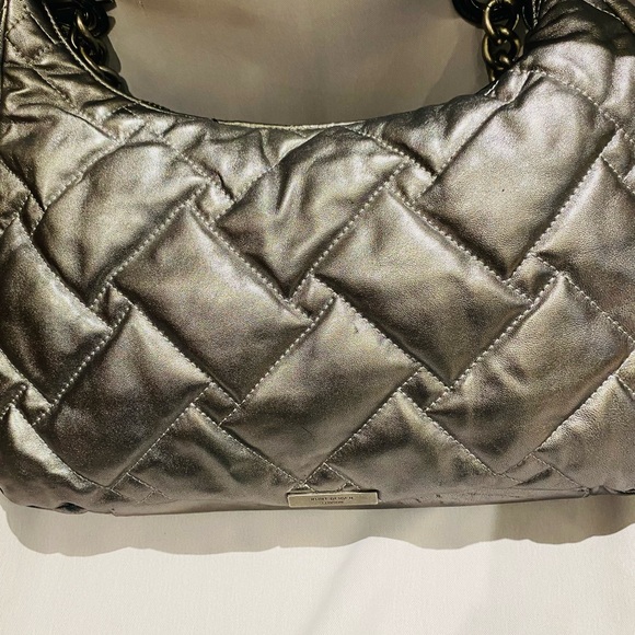 Kurt Geiger Metallic Silver Quilted Shoulder Bag - Picture 6 of 9